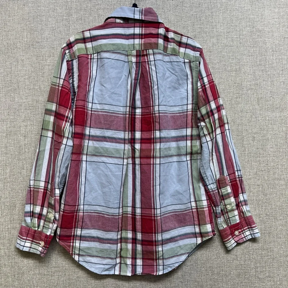 Ralph Lauren Plaid Long Sleeve Button Down Shirt Boys‎ 6 100% Cotton Blue Pony